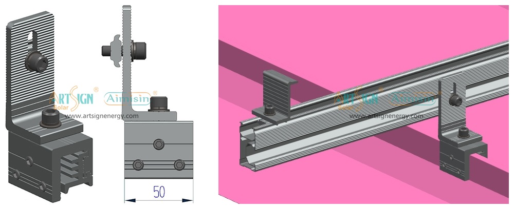 ART SIGN roof solar n clamps AS-N2E-50 with L feet