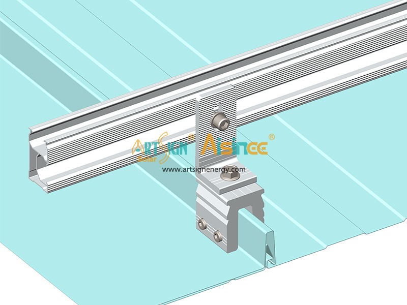 مشابك تثبيت رفوف الطاقة الشمسية ذات اللحامات الدائمة للسقف المعدني N10 | لافتة فنية