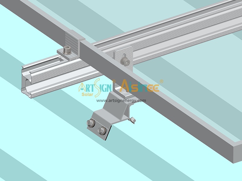 حوامل ألومنيوم مصنعية لتركيب الألواح الشمسية على أسطح معدنية | لوحة فنية