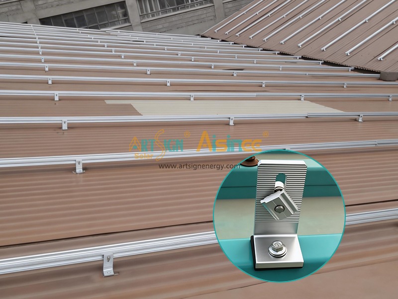 حامل شمسي عالمي من الألومنيوم المؤكسد على شكل حرف L للأسقف المعدنية | لوحة فنية