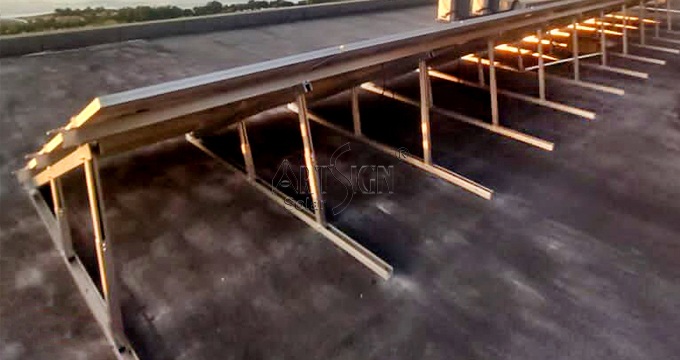 نظام تركيب مثلث ألومنيوم قابل للتعديل يعمل بالطاقة الشمسية على الأسطح المسطحة | لوحة فنية